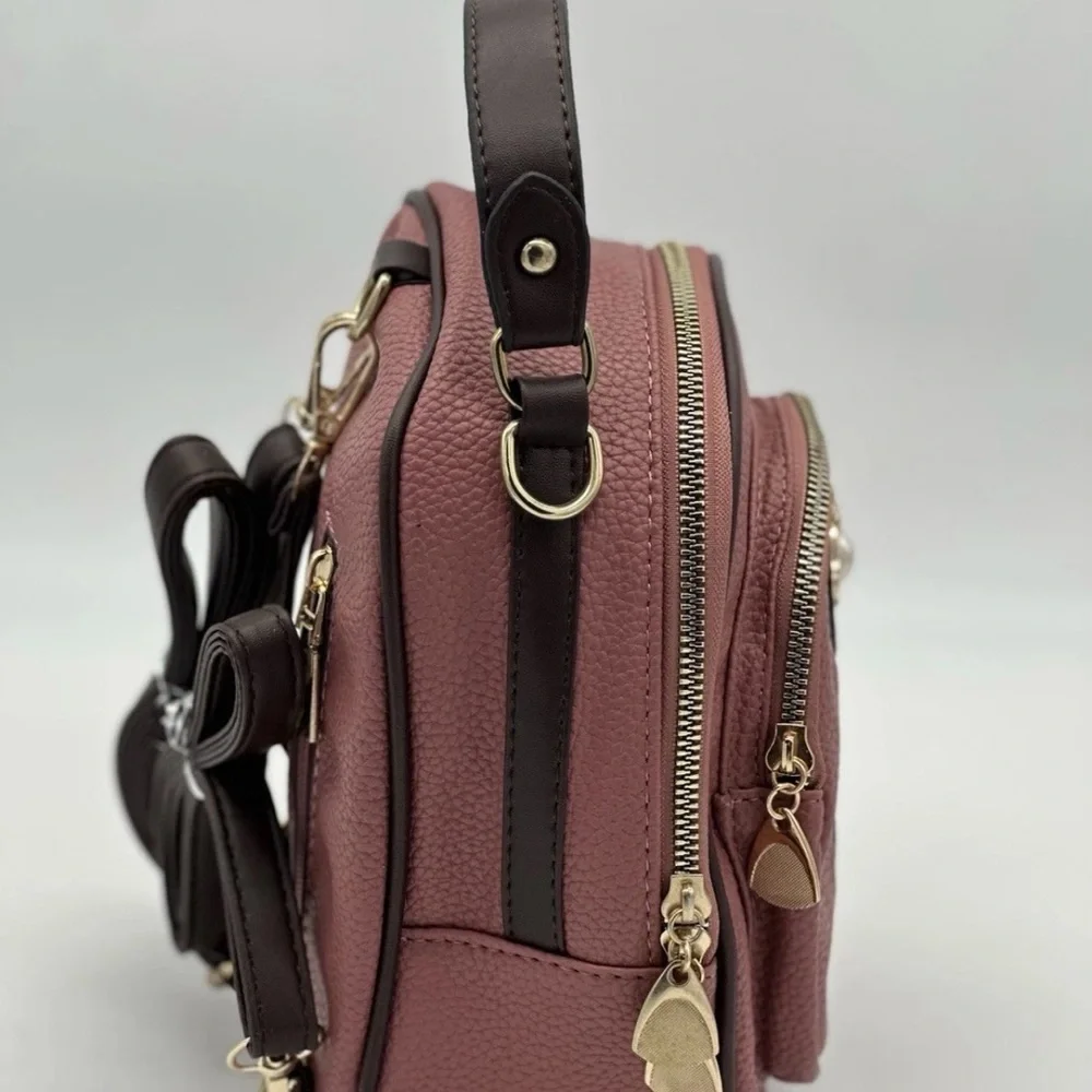 Burgundy Leather Backpack with Bee Accent NWT - Picture 5 of 11